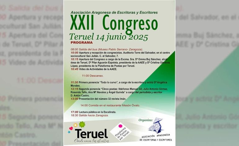 Poetry stars in the XXII Congress of the Aragonese Association of Writers and Writers in Teruel