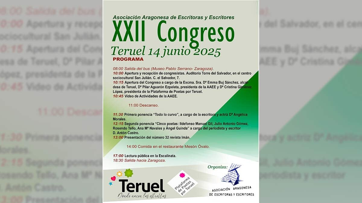 Poetry stars in the XXII Congress of the Aragonese Association of Writers and Writers in Teruel