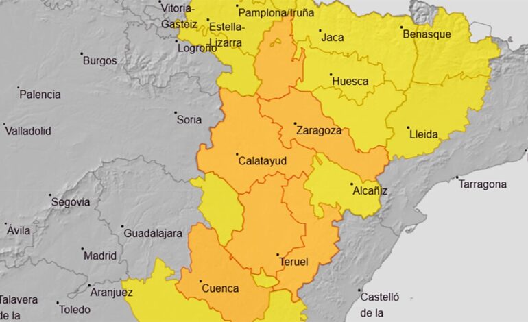 The orange notices for storms continue in much of Teruel and Zaragoza