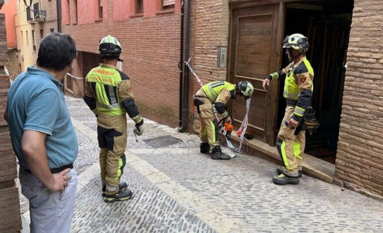 Seven people were performed after the partial collapse of the houses hanging in Tarazona