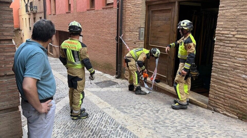 Seven people were performed after the partial collapse of the houses hanging in Tarazona