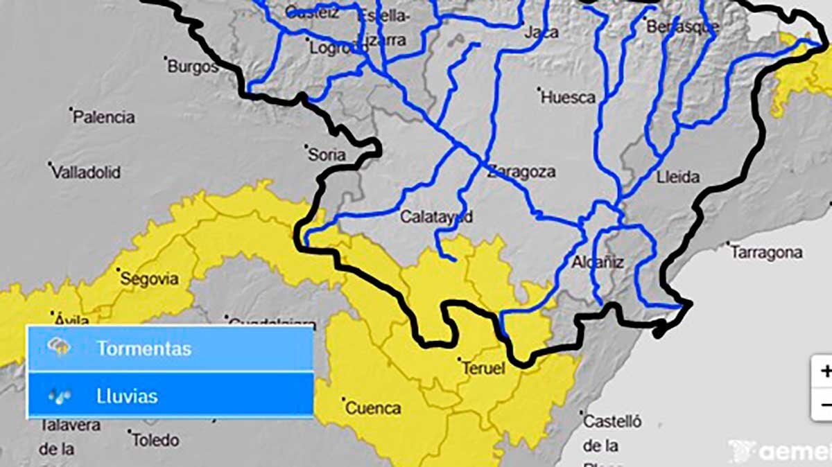 Yellow storm warning: possible sudden floods in southern rivers of the Ebro basin